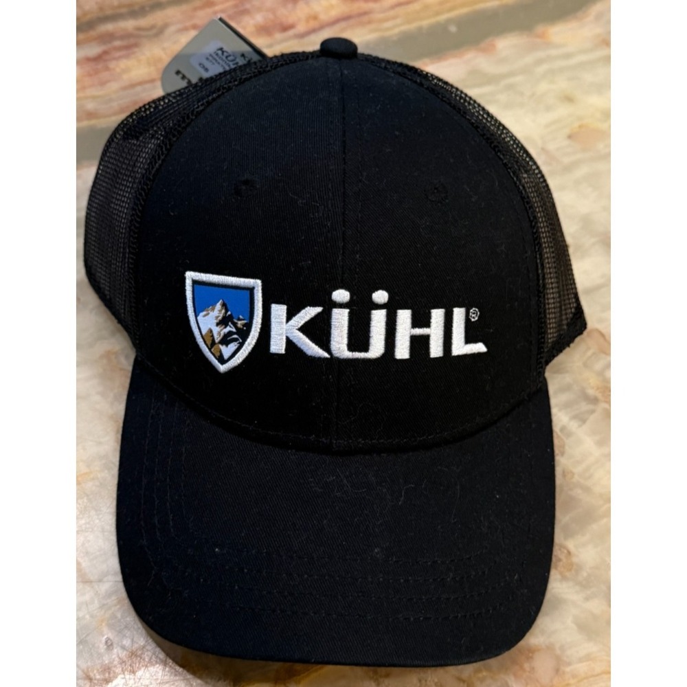 KUHL Men's Ikonic Cap Pirate Black Mesh Back‎ Hiking Logo Outdoor Adjustable OS